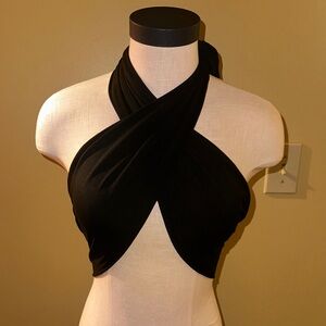 Black Halter Wrap Top
